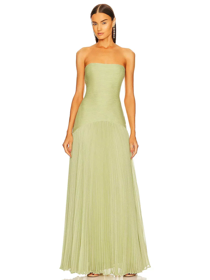 Cassie - Women’s sleeveless maxi dress with drop waist design