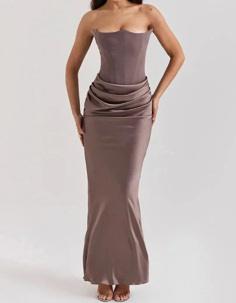 Yides - Women’s strapless elegant maxi dress with sophisticated design