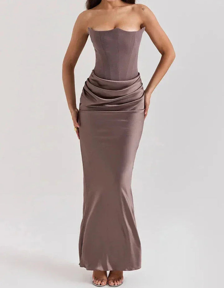 Yides - Women’s strapless elegant maxi dress with sophisticated design