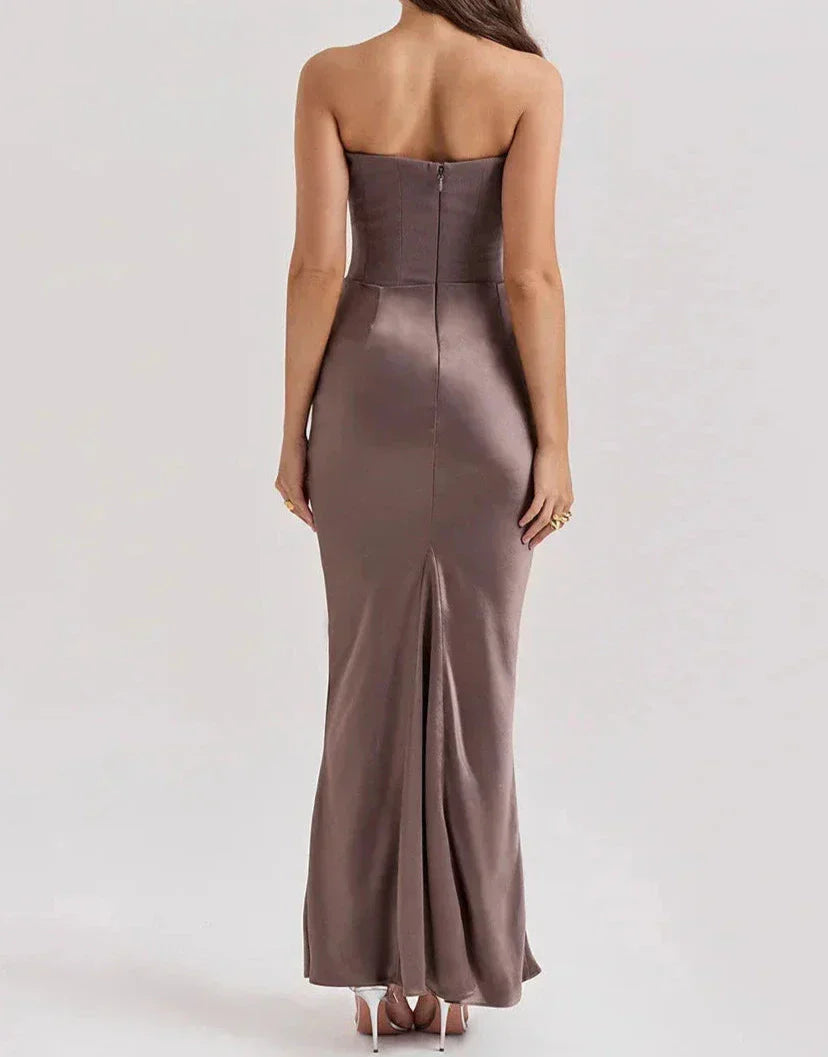 Yides - Women’s strapless elegant maxi dress with sophisticated design
