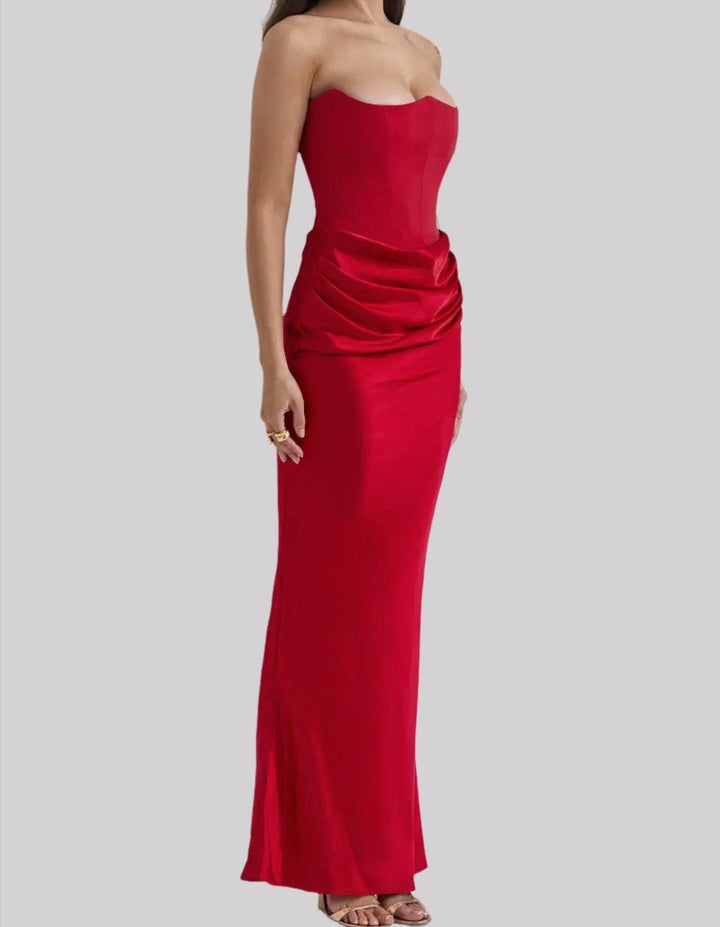 Yides - Women’s strapless elegant maxi dress with sophisticated design