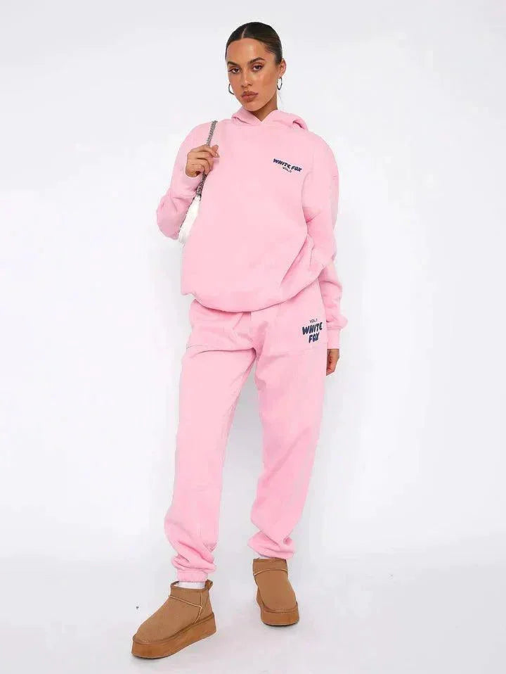 Jaziah two-piece hoodie and pants set: Soft cotton blend, relaxed fit, drawstring waist, perfect for casual daily wear.