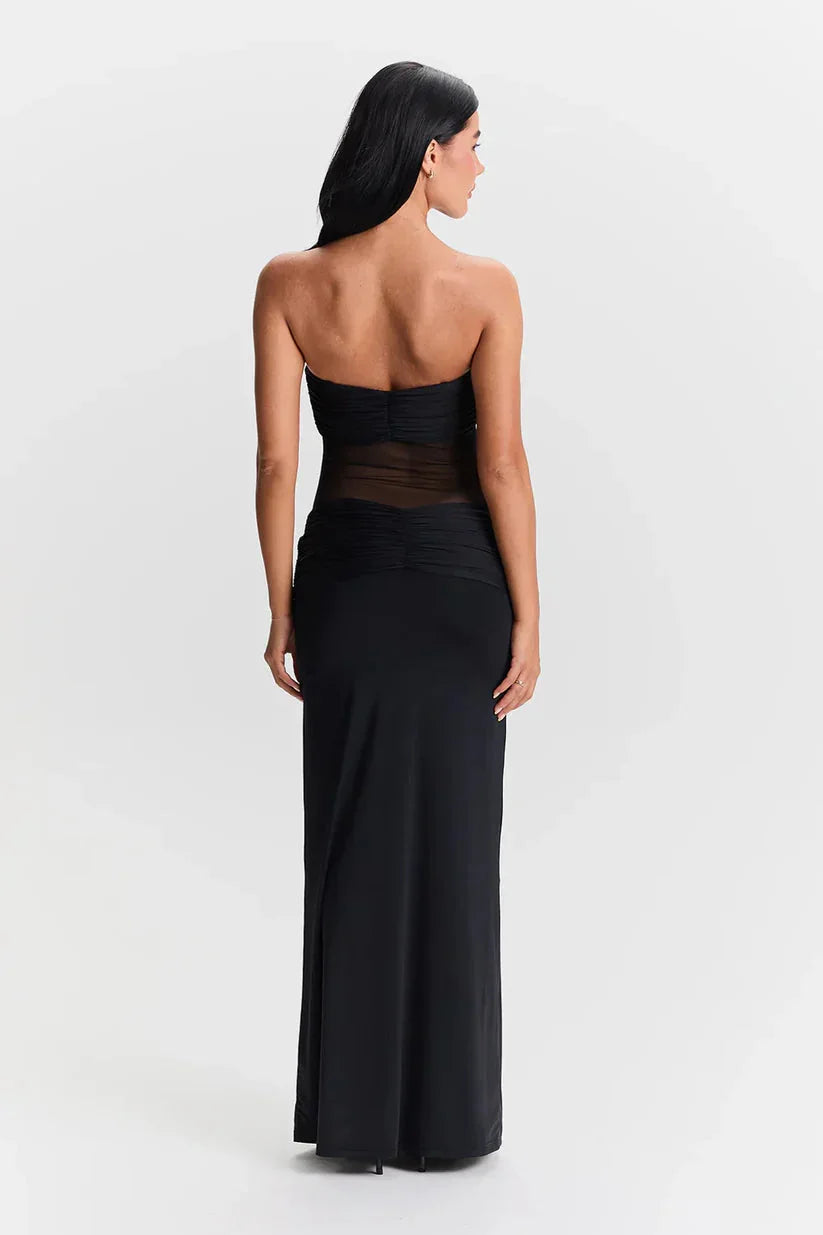 "Giavonna strapless maxi dress in versatile modern design with a flattering silhouette, perfect for all occasions."