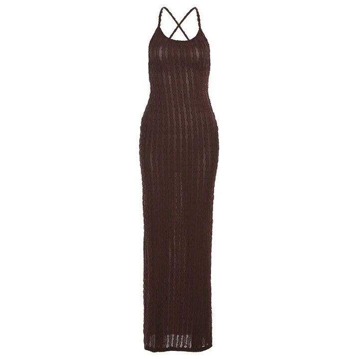 "Samara - Women's lace maxi dress featuring a body-hugging fit with elegant lace detailing."