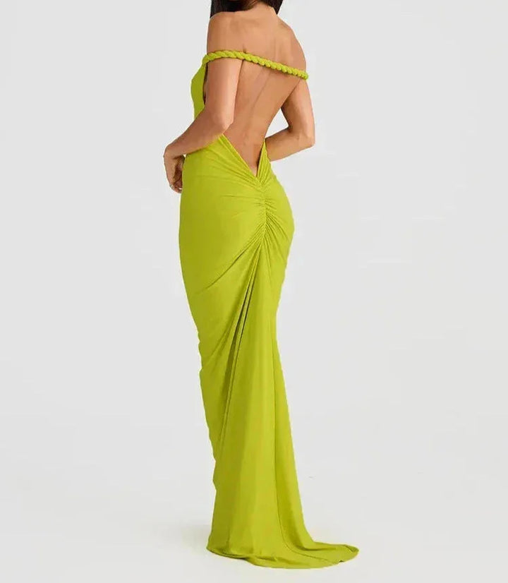 Green Siana maxi dress with Spaghetti straps, in slim-fit design. Crafted from lightweight, breathable fabric. Ideal for…