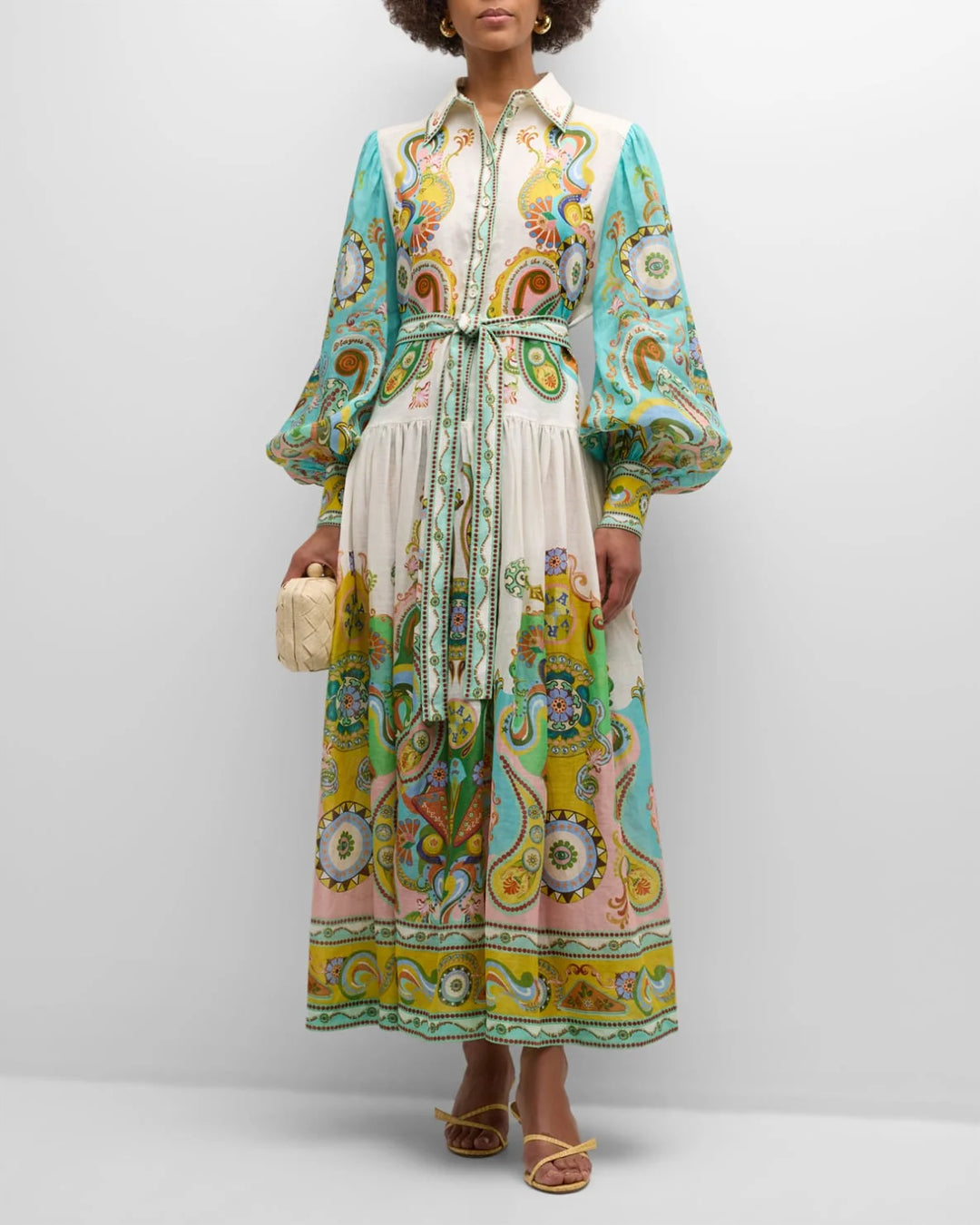 Anneliese maxi dress with paisley print, balloon sleeves. Flowing, lightweight fabric in vibrant colors perfect for casual or…