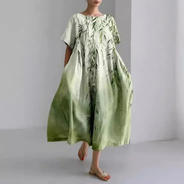"Floral bamboo maxi dress in Jailyn design, offering comfort with a breathable and eco-friendly fabric perfect for casual…