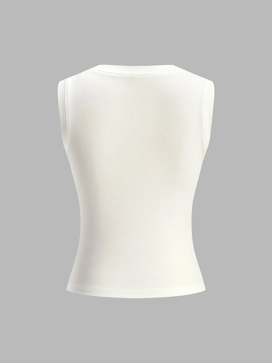 Sleeveless fitted top in Aislinn style, featuring a ribbed texture and high neckline, perfect for versatile casual or…