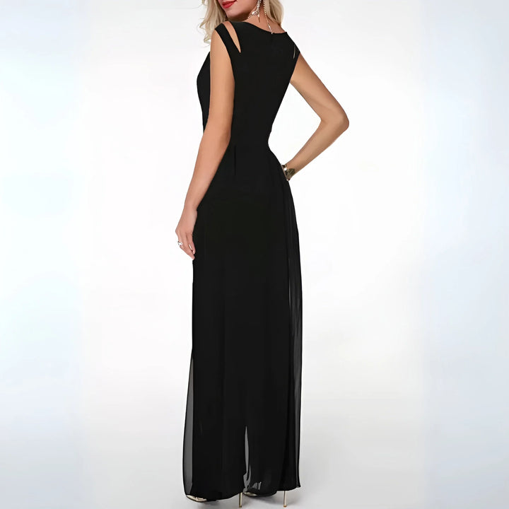 Sleeveless maxi dress for women in Eleanor with side cutouts, made from airy, soft fabric, ideal for warm weather casual wear.