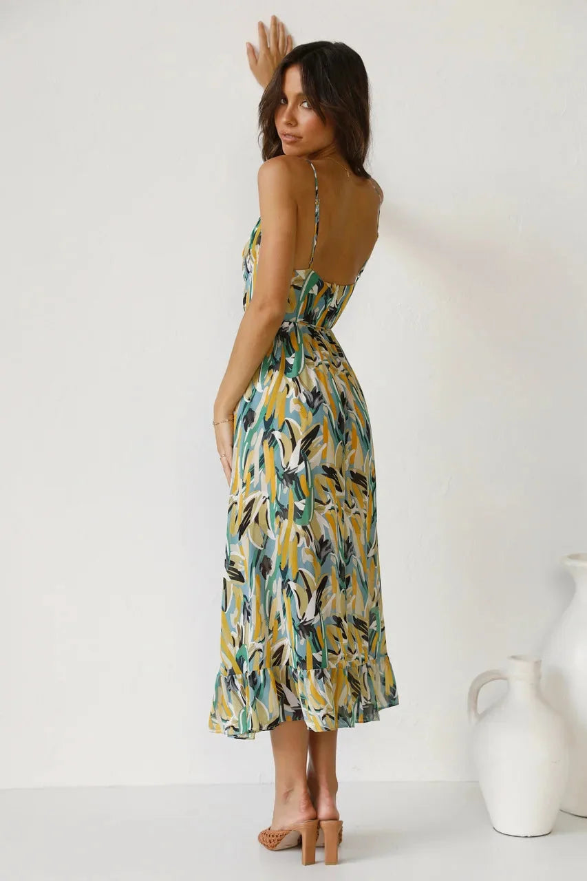 "Laci maxi dress with a vibrant print, flowing design, ideal for casual outings and made from lightweight breathable…