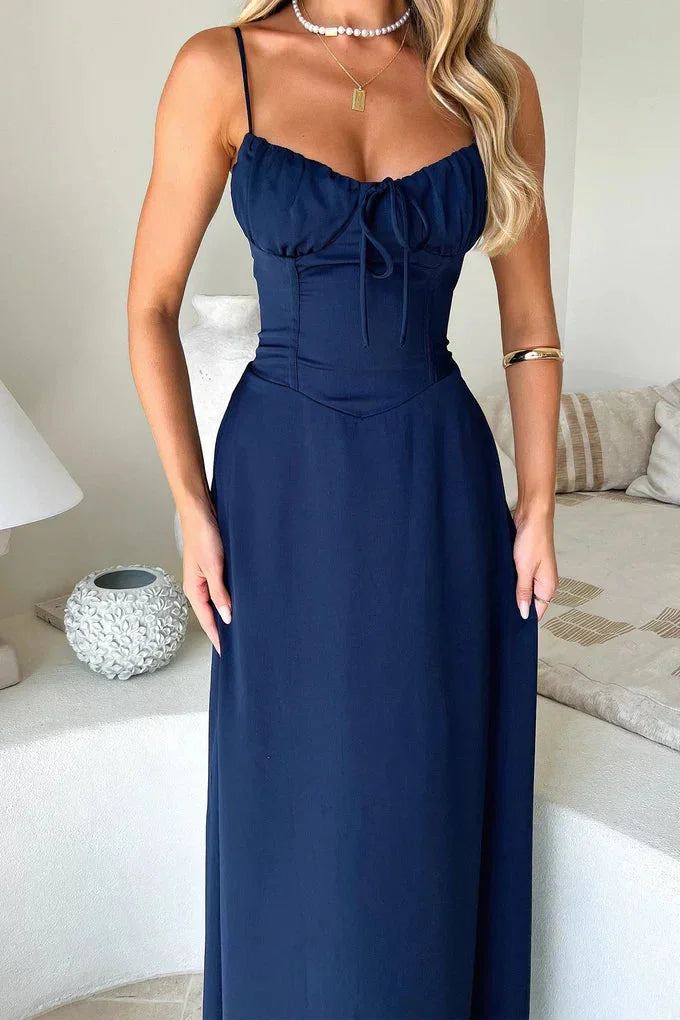 "Zoya - Flowy maxi dress in soft, breathable fabric with adjustable straps for a comfortable, customized fit."