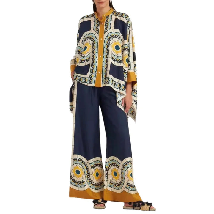 "Aryiah bohemian set featuring airy fabric and playful prints perfect for casual spring days."