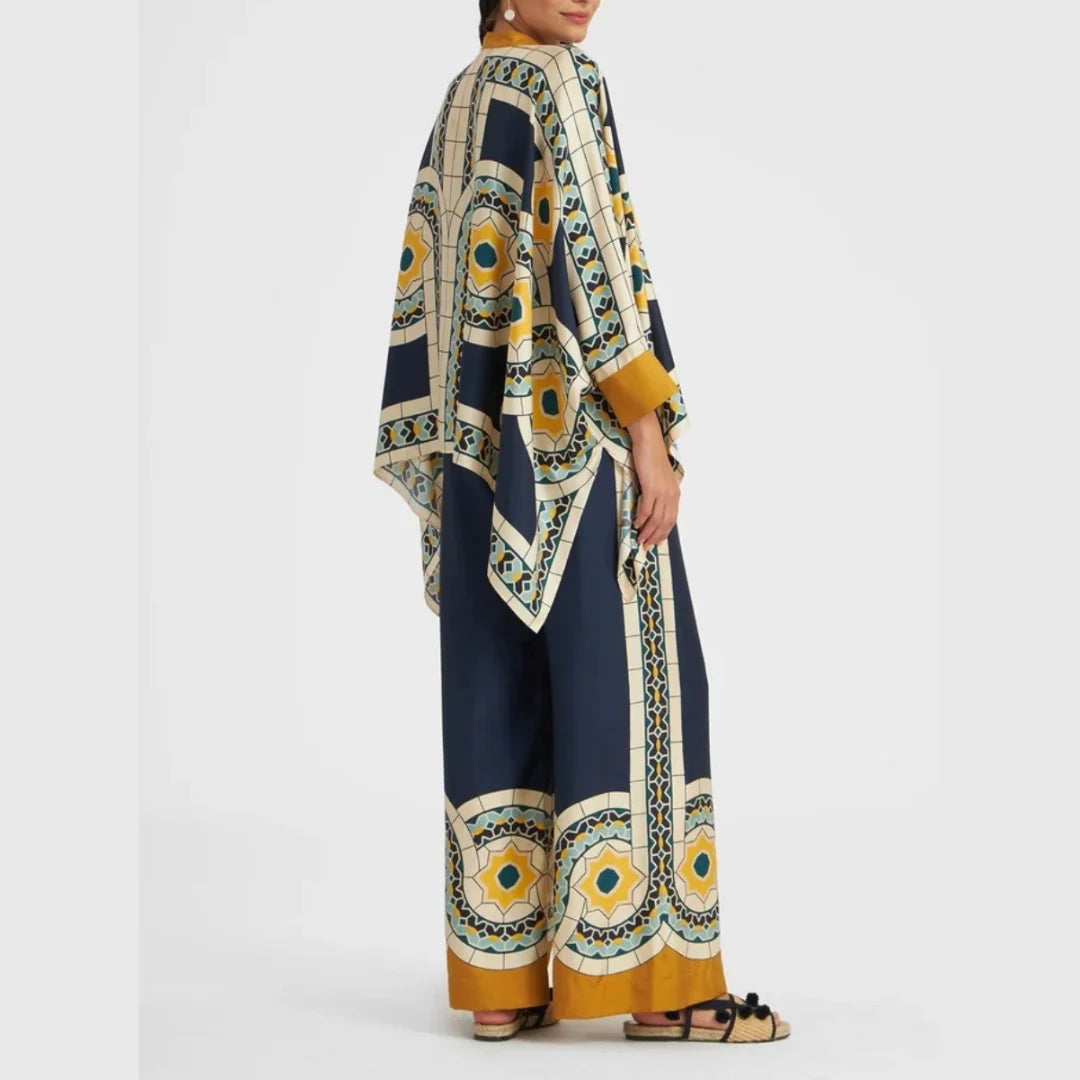 "Navy bohemian set in Aryiah design, perfect for spring days. Made of soft and versatile material, featuring intricate…