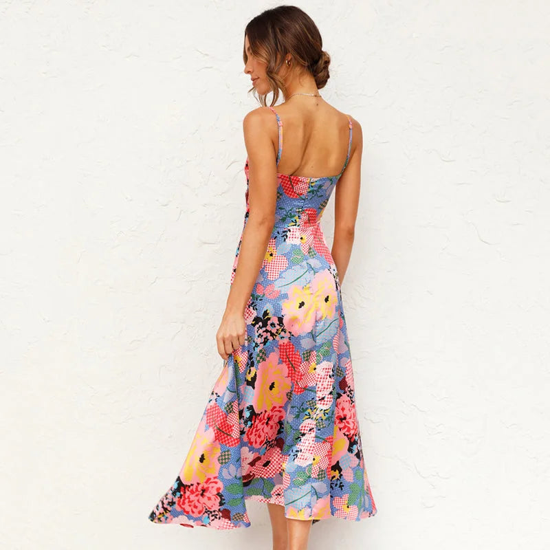 Flowy maxi dress with a Avanna floral print on soft and breathable fabric for a chic summer look.