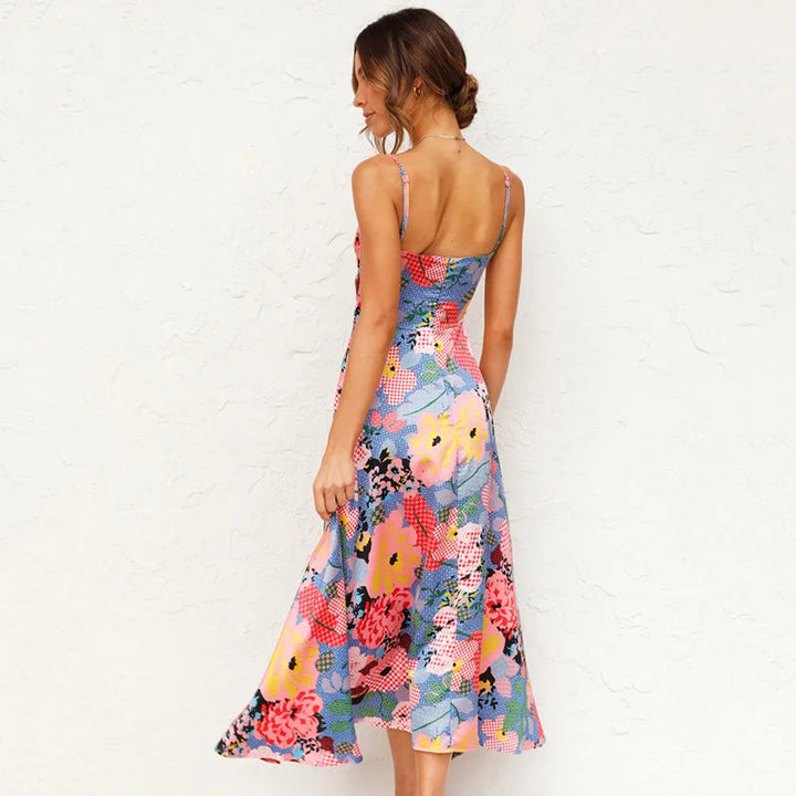 Flowy maxi dress with a Avanna floral print on soft and breathable fabric for a chic summer look.