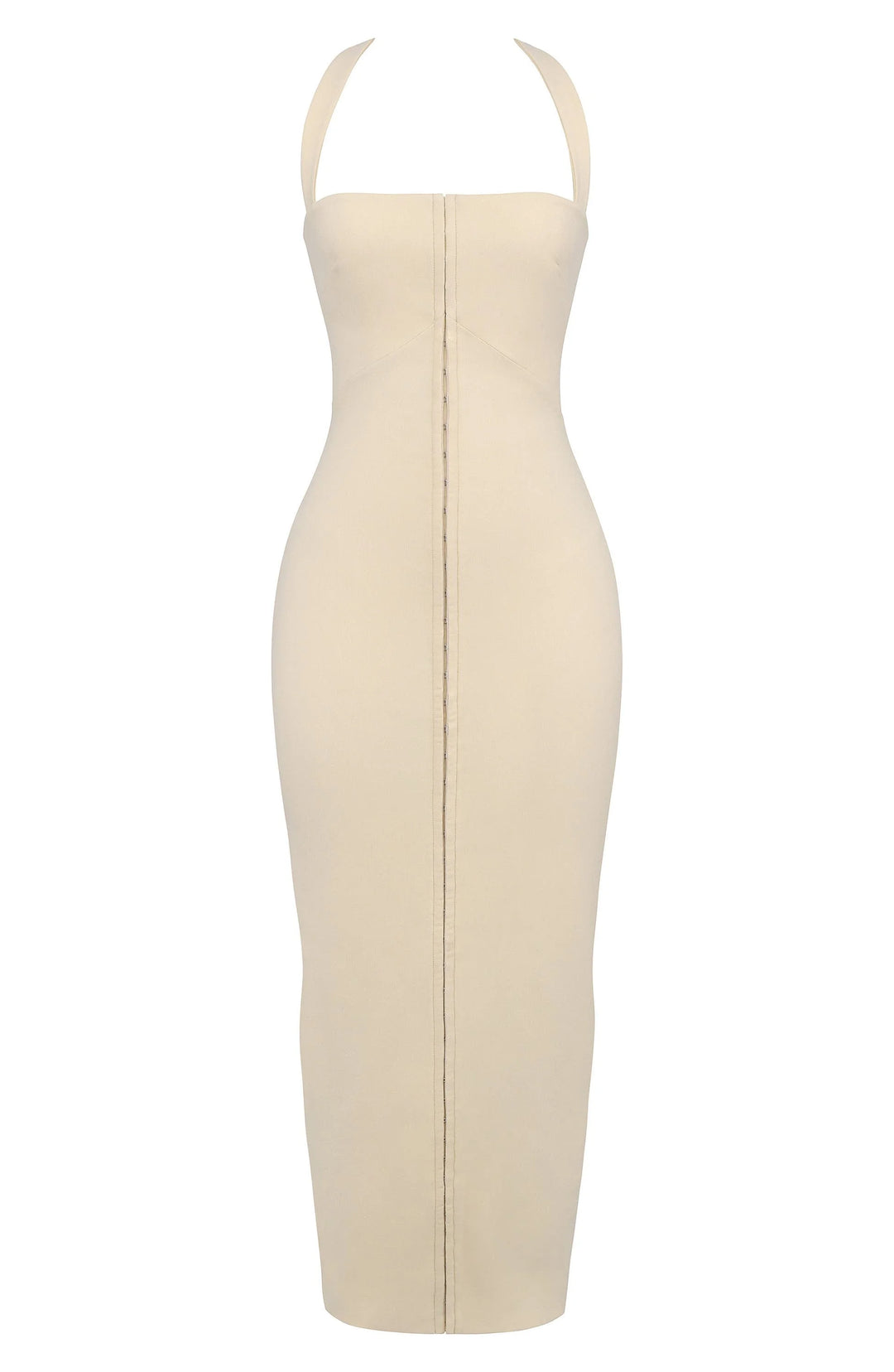 Sleek black sleeveless maxi dress with zipper, made of soft jersey fabric, perfect for a casual chic look.