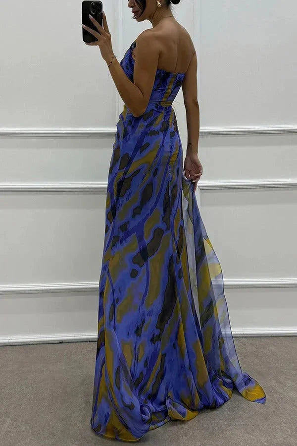 Lilyanne maxi dress with side slit featuring statement floral design in a light and breathable fabric perfect for a stylish…