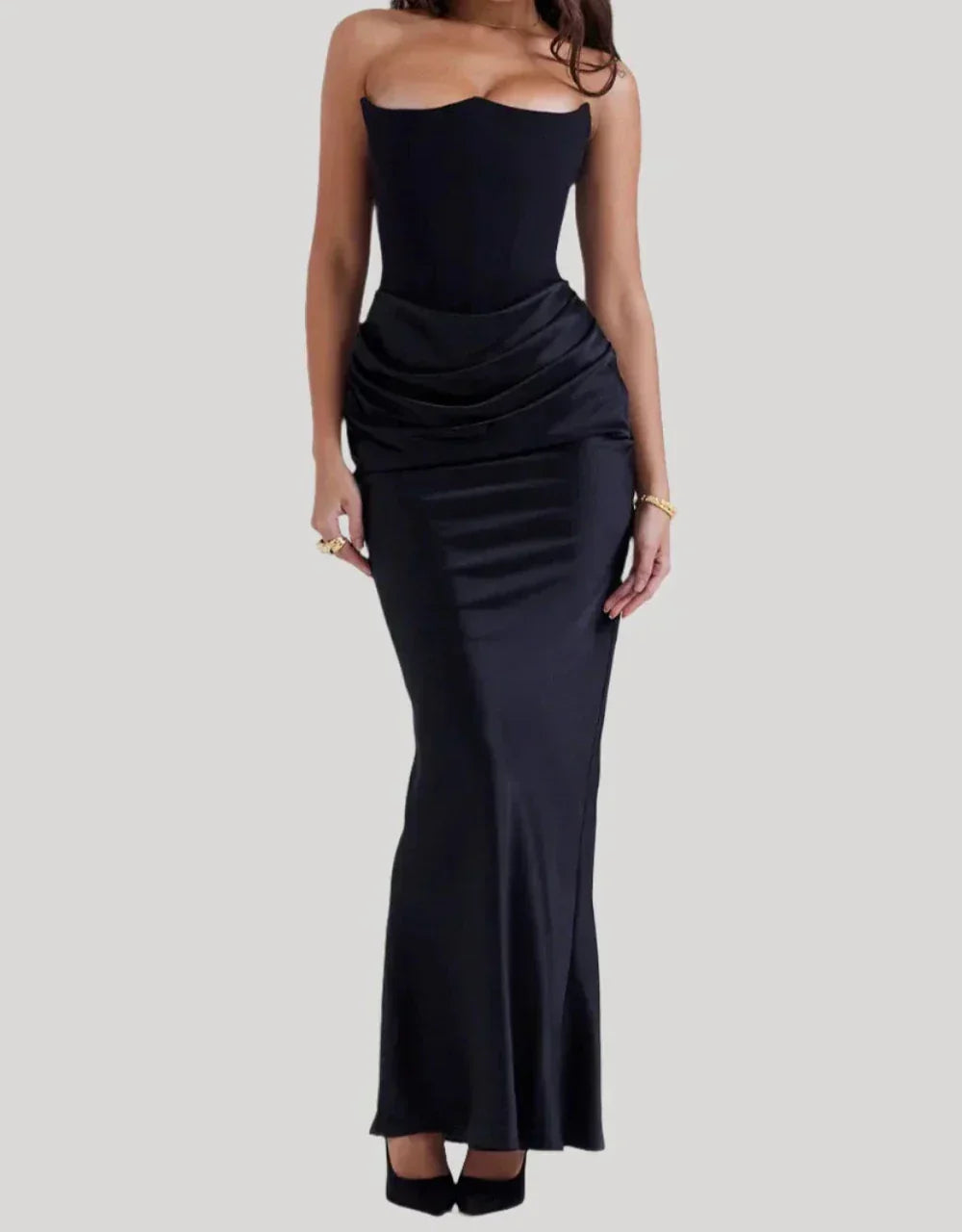 Yides - Women’s strapless elegant maxi dress with sophisticated design