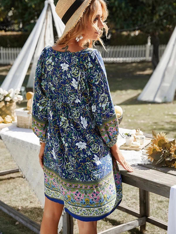 "Walker - Mini dress featuring boho-inspired design with delicate prints, perfect for a casual yet chic look."
