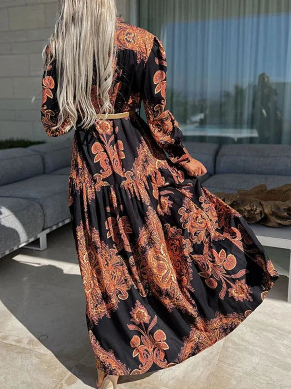 "Elea - Paisley maxi dress featuring elegant high slit, perfect for a bohemian chic look with a flowing design in…