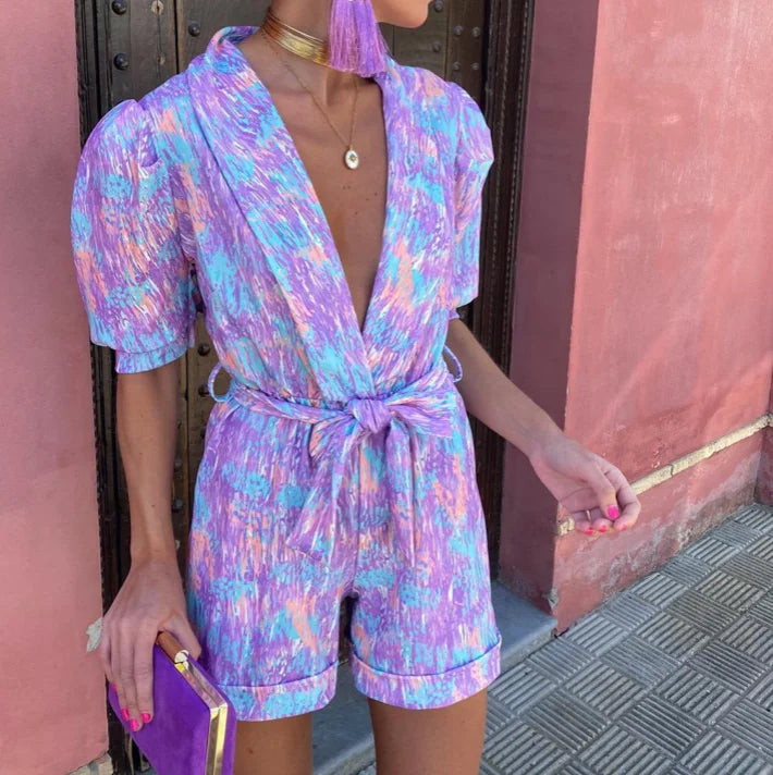 "Maevyn playsuit with tie waist in soft and lightweight fabric, perfect for all-day comfort and effortless style."