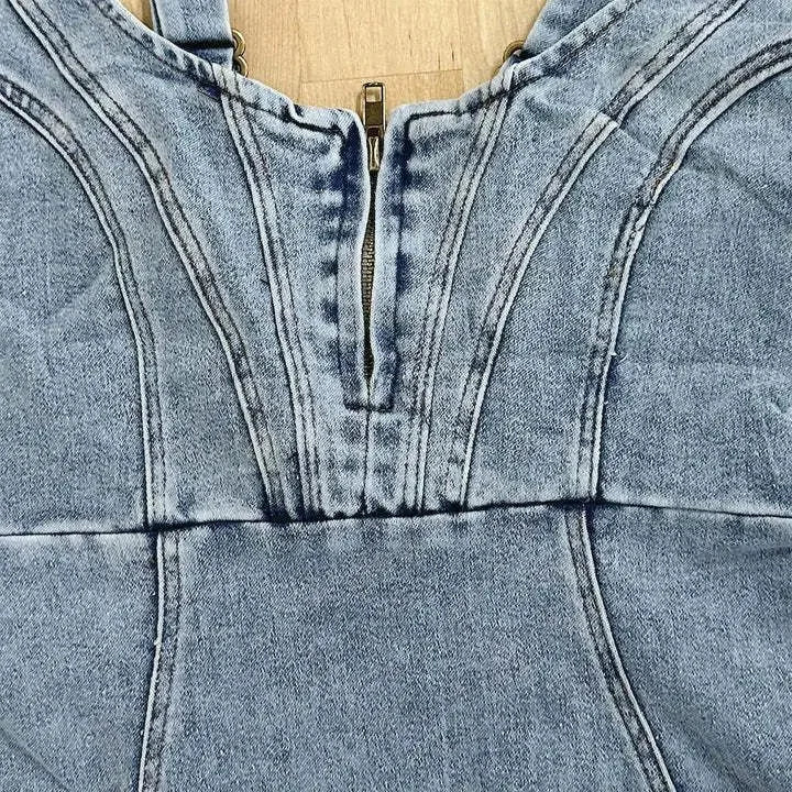 "Navee denim midi dress in sleek design, made of premium durable material with a modern silhouette and versatile style."