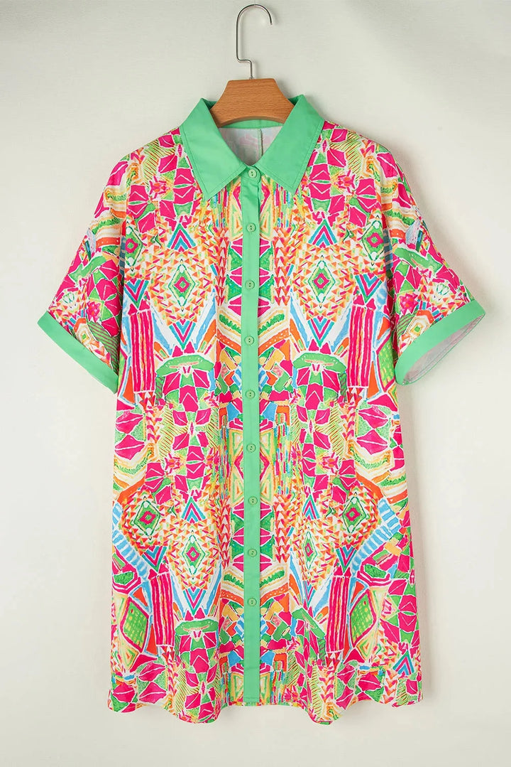 "Blessyn shirt dress in vibrant colors with button-down detail, perfect for casual and formal wear, made of high-quality…
