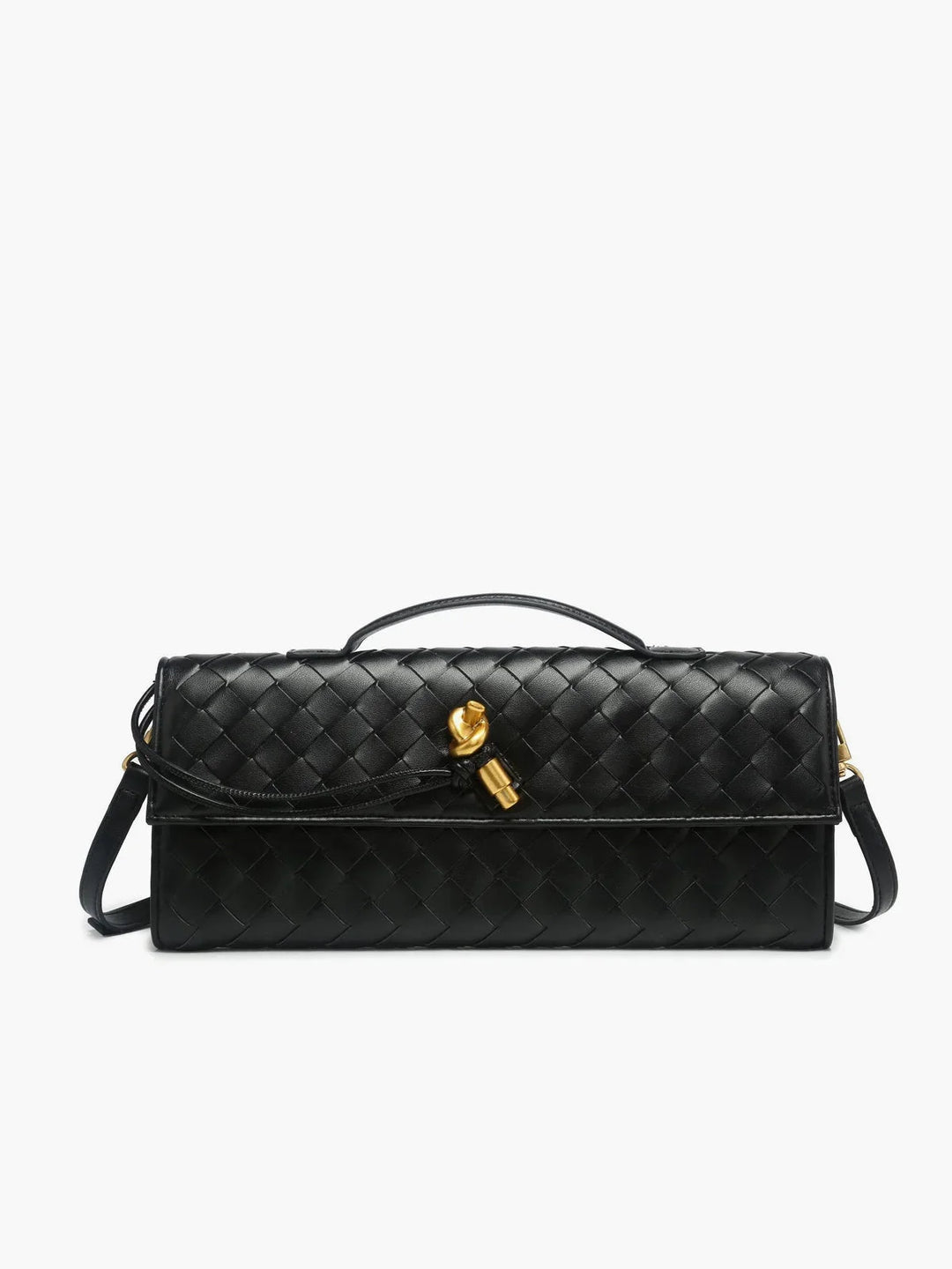 Tierney shoulder bag in Black, quilted design with secure clasp, made from supple vegan leather, roomy interior for everyday…