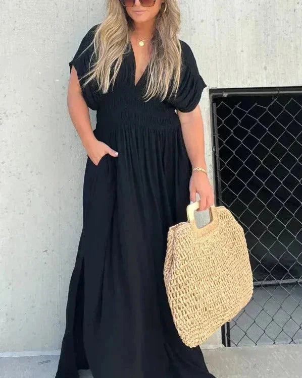 "Amaya maxi dress with elastic waist and flowy design, perfect for a comfortable and stylish look. Soft, breathable…