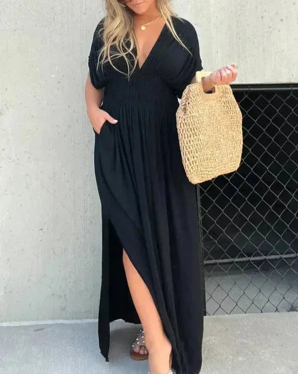 "Amaya maxi dress - Flowy and comfortable with an elastic waist. Perfect for casual and formal occasions."