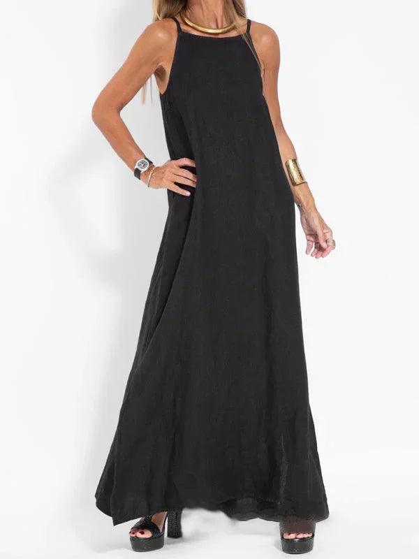 "Reece sleeveless maxi dress in flowy silhouette, perfect for summer. Made of lightweight, breathable fabric ideal for warm…