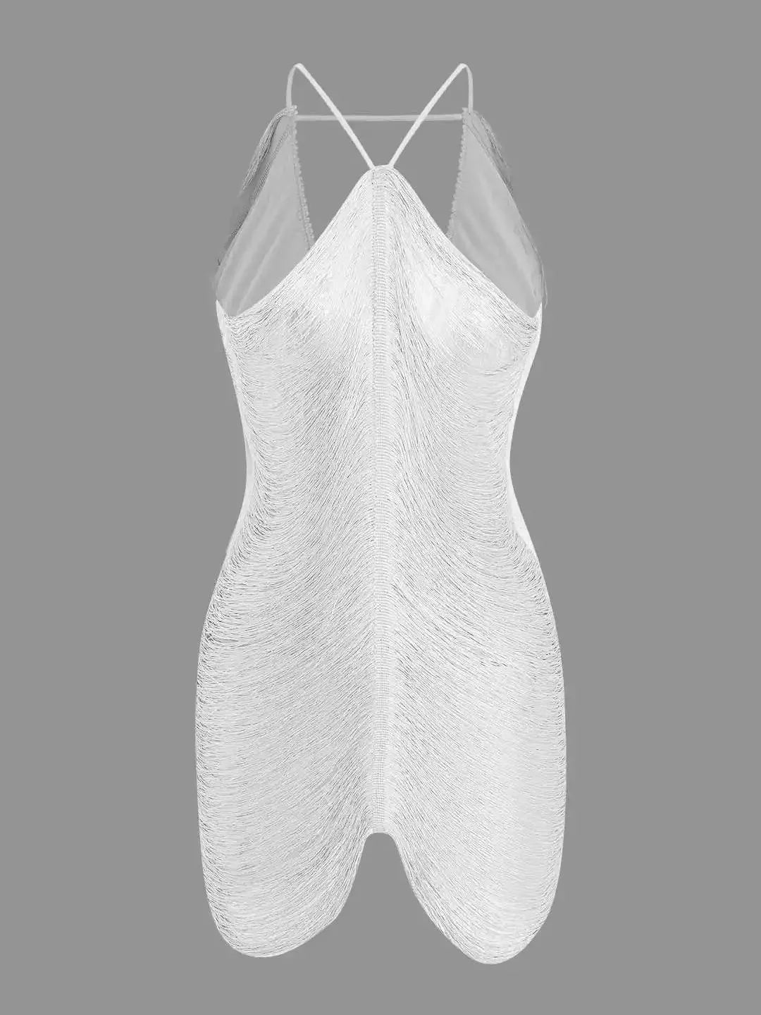 White metallic dress with asymmetrical zipper design by Gwyneth. Made of high-quality materials, perfect for making a…