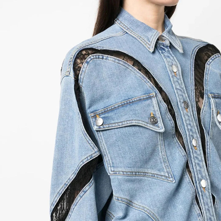 Blue oversized denim dress with zip accents by Kamara, showcasing a relaxed fit and casual style perfect for everyday wear.