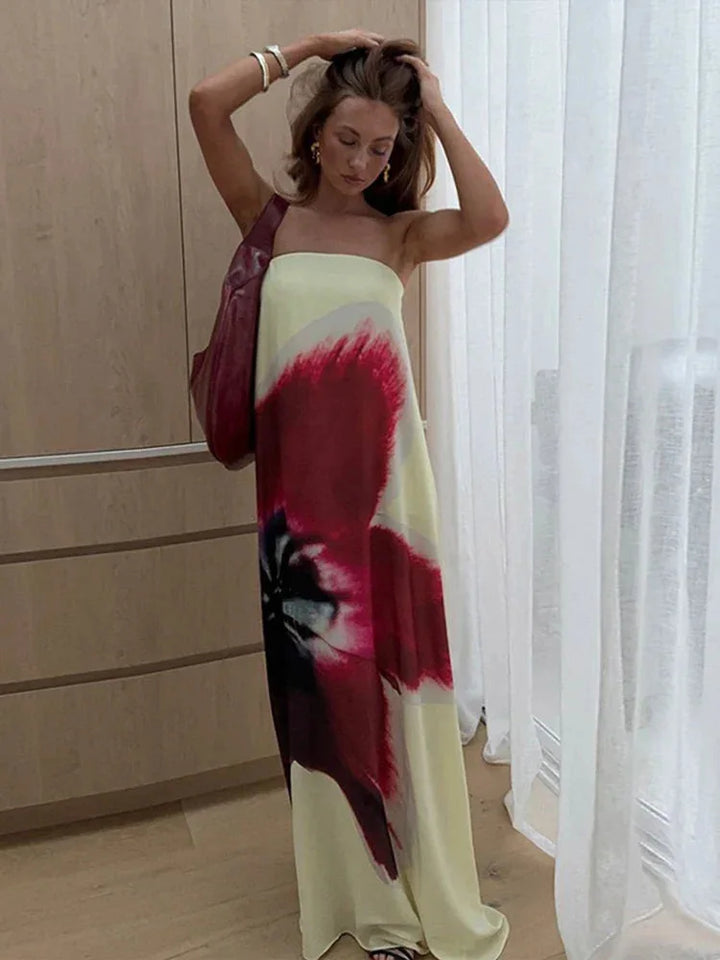Floral print maxi dress with beach-ready vibes, featuring lightweight fabric in a stylish design by Alexi.